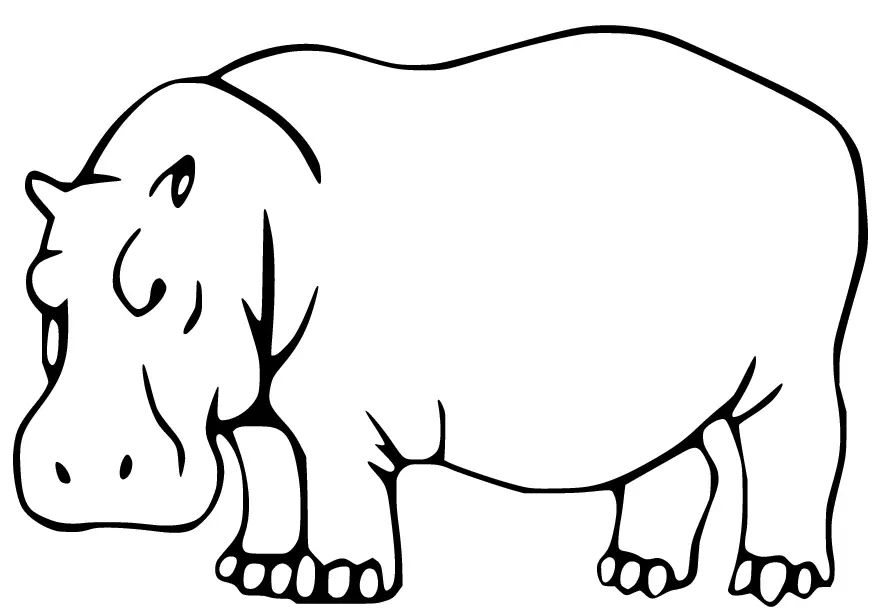 Çocuklar İçin Su-Aygırı-Hippopotam Boyama Sayfaları 