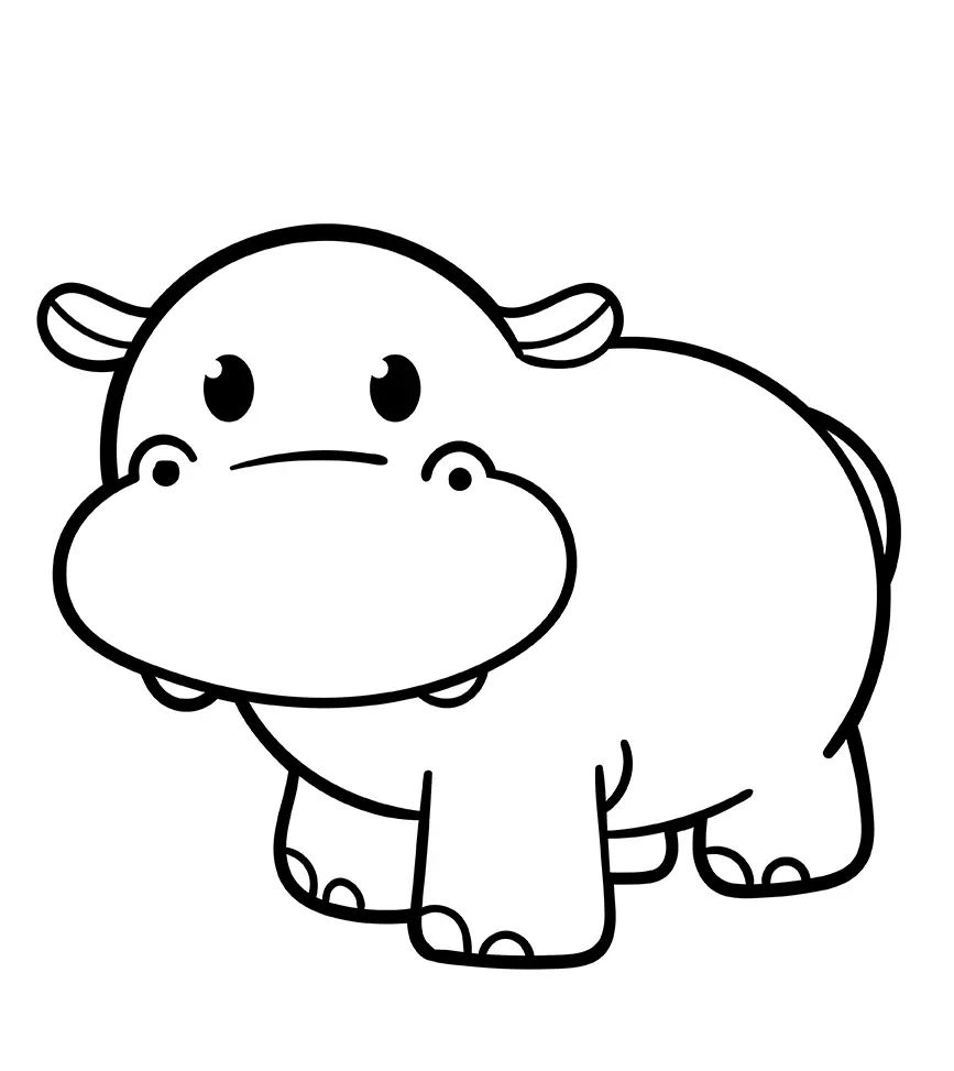 Çocuklar İçin Su-Aygırı-Hippopotam Boyama Sayfaları 