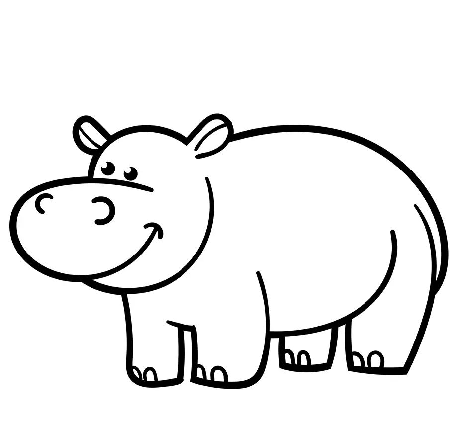Çocuklar İçin Su-Aygırı-Hippopotam Boyama Sayfaları 