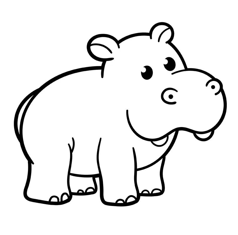 Çocuklar İçin Su-Aygırı-Hippopotam Boyama Sayfaları 