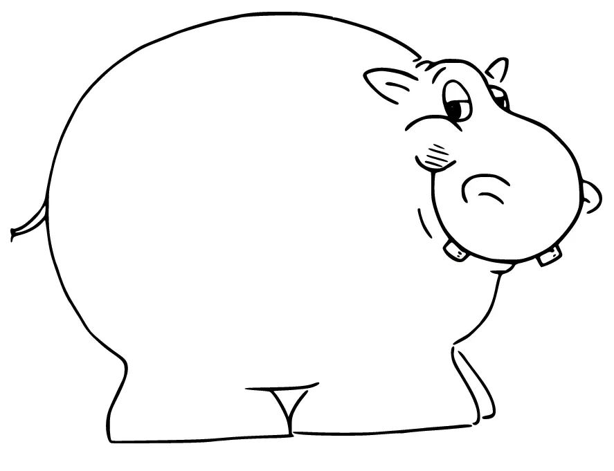 Çocuklar İçin Su-Aygırı-Hippopotam Boyama Sayfaları 