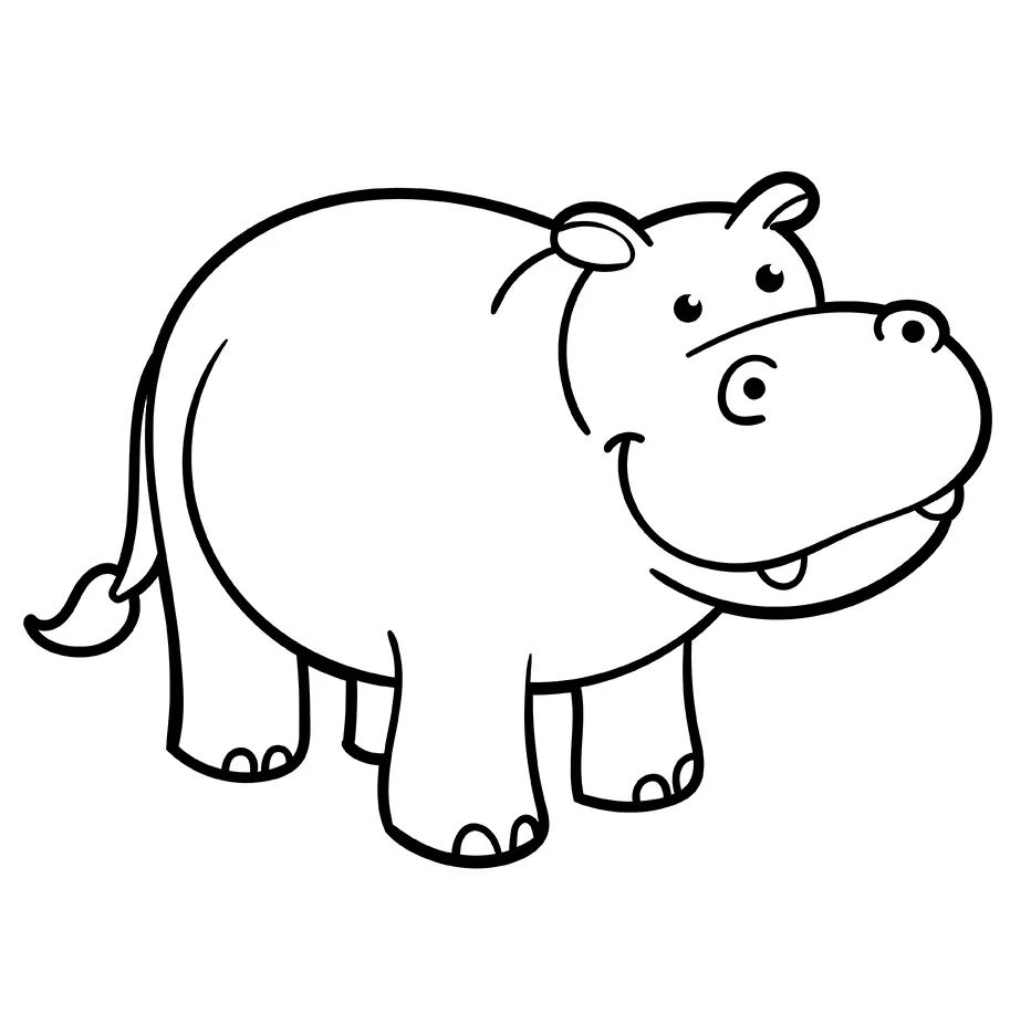 Çocuklar İçin Su-Aygırı-Hippopotam Boyama Sayfaları 