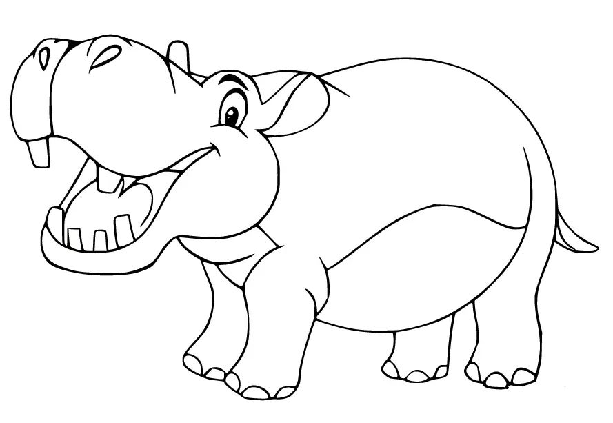 Çocuklar İçin Su-Aygırı-Hippopotam Boyama Sayfaları 