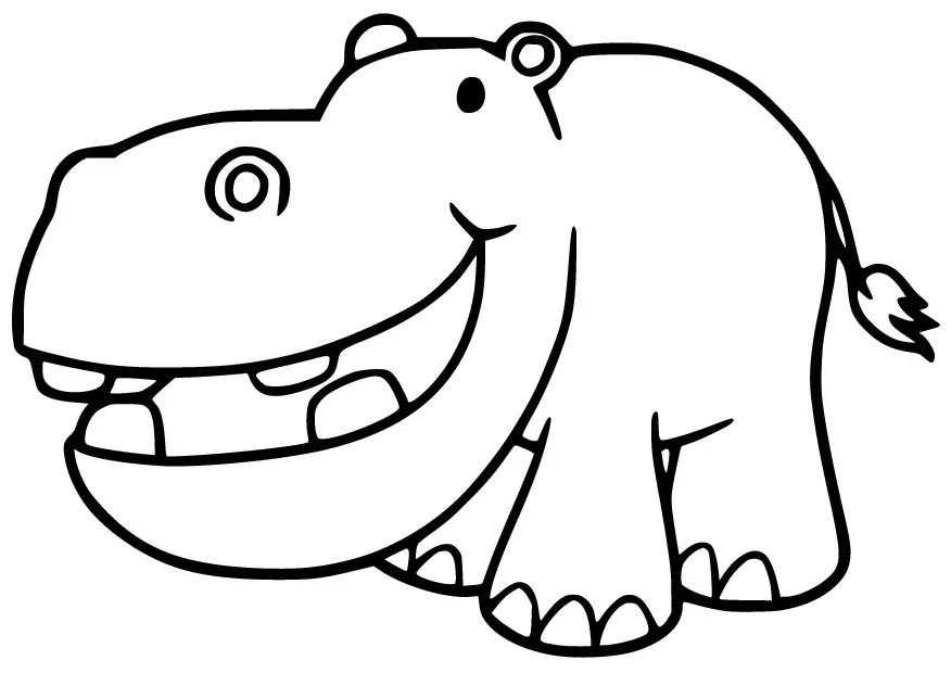 Çocuklar İçin Su-Aygırı-Hippopotam Boyama Sayfaları 