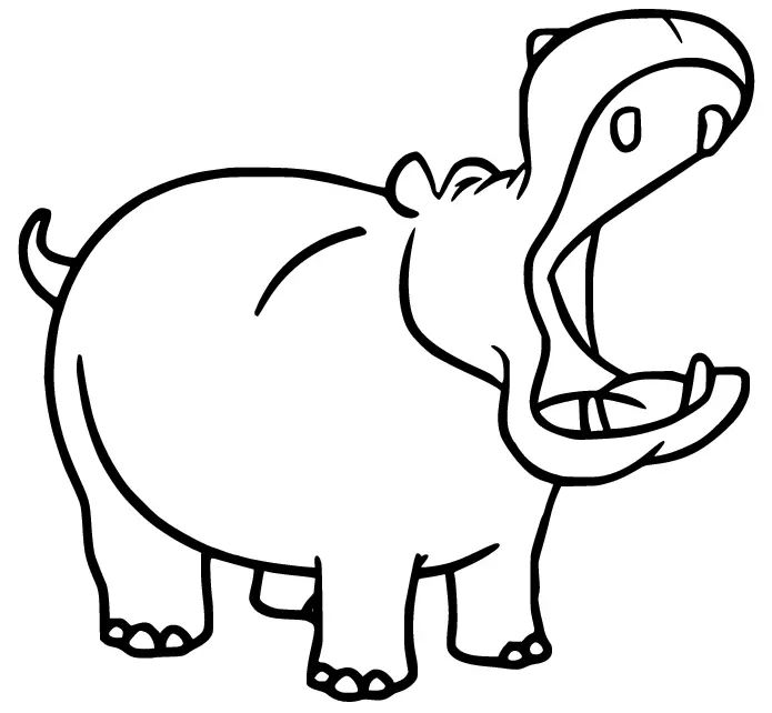 Çocuklar İçin Su-Aygırı-Hippopotam Boyama Sayfaları 