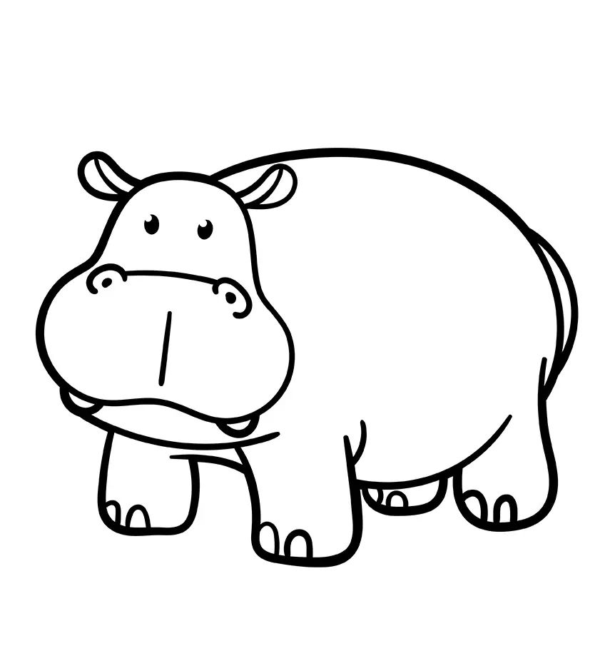 Çocuklar İçin Su-Aygırı-Hippopotam Boyama Sayfaları 