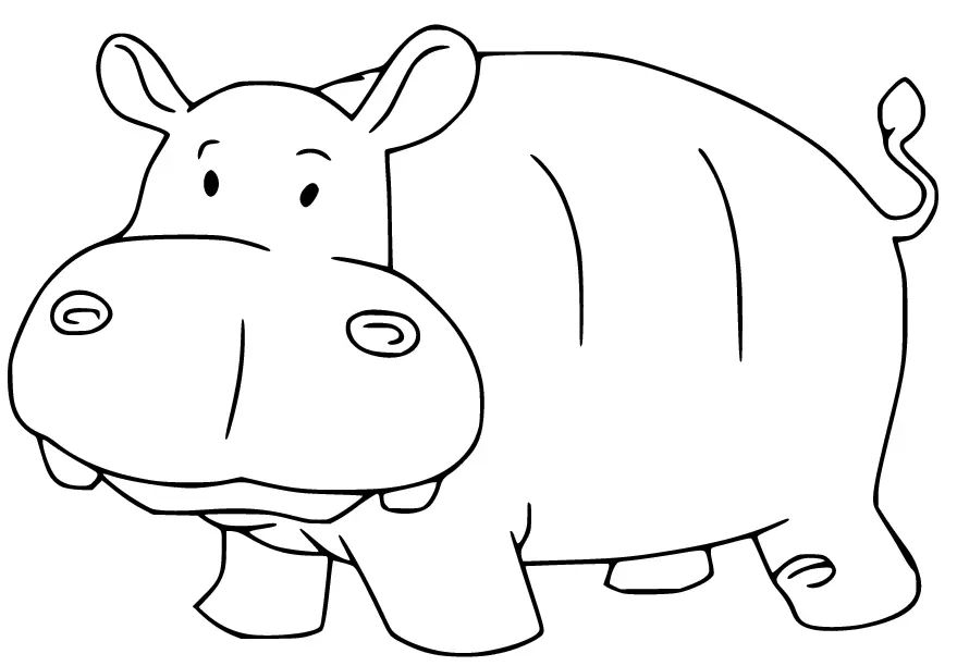 Çocuklar İçin Su-Aygırı-Hippopotam Boyama Sayfaları 