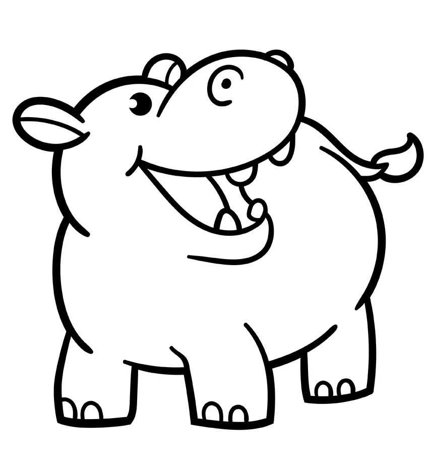 Çocuklar İçin Su-Aygırı-Hippopotam Boyama Sayfaları 