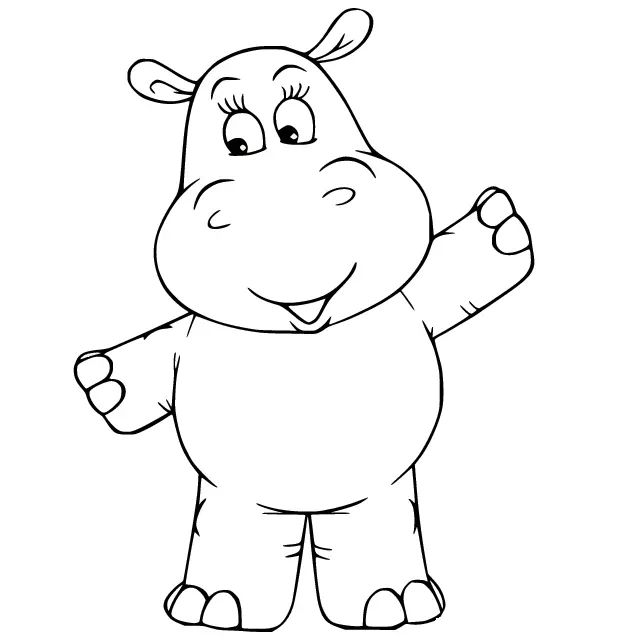 Çocuklar İçin Su-Aygırı-Hippopotam Boyama Sayfaları 