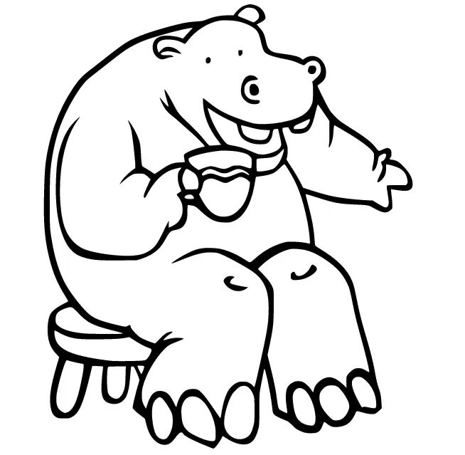 Çocuklar İçin Su-Aygırı-Hippopotam Boyama Sayfaları 
