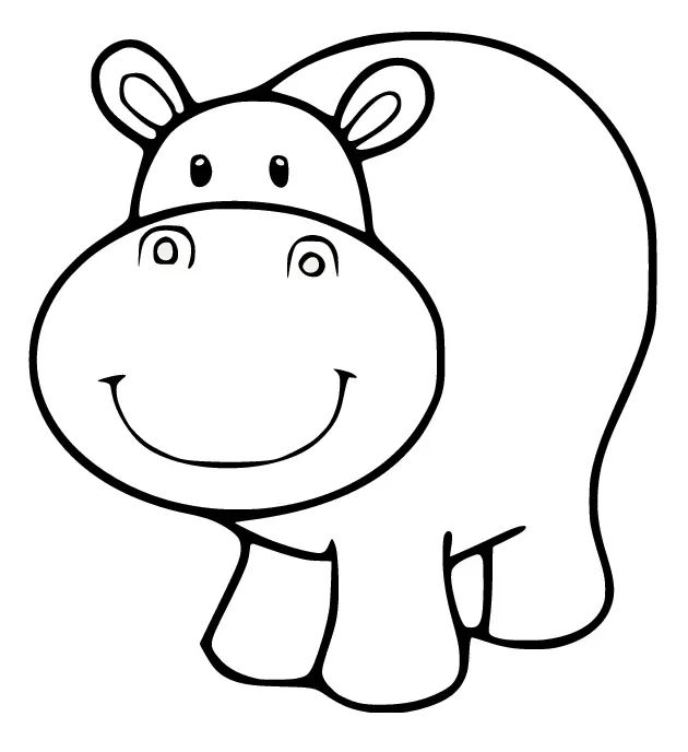 Çocuklar İçin Su-Aygırı-Hippopotam Boyama Sayfaları 