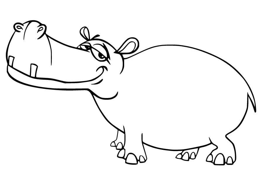 Çocuklar İçin Su-Aygırı-Hippopotam Boyama Sayfaları 