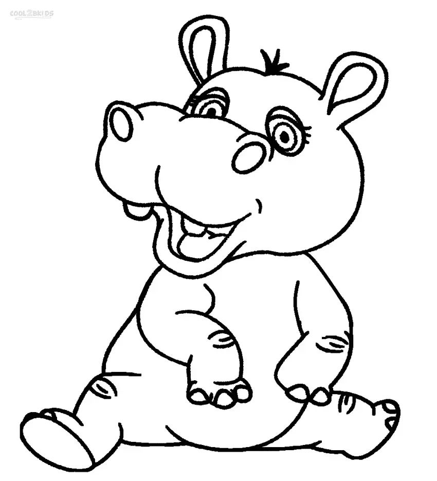 Çocuklar İçin Su-Aygırı-Hippopotam Boyama Sayfaları 