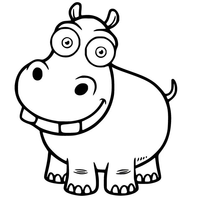 Çocuklar İçin Su-Aygırı-Hippopotam Boyama Sayfaları 