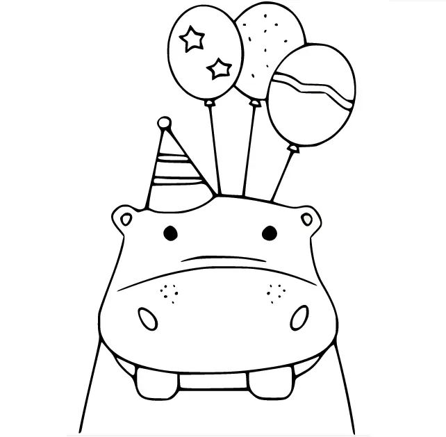 Çocuklar İçin Su-Aygırı-Hippopotam Boyama Sayfaları 