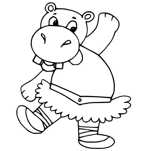 Çocuklar İçin Su-Aygırı-Hippopotam Boyama Sayfaları 