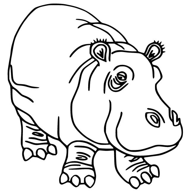 Çocuklar İçin Su-Aygırı-Hippopotam Boyama Sayfaları 