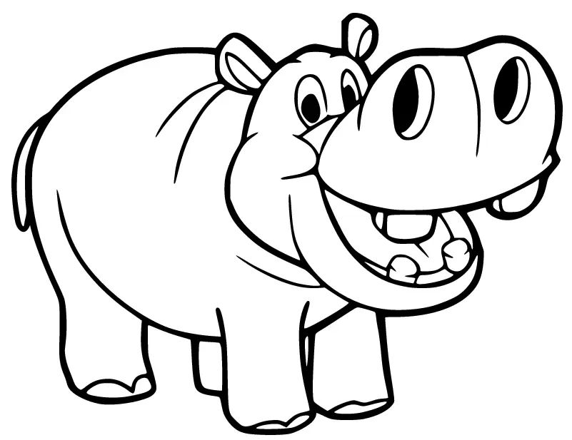 Çocuklar İçin Su-Aygırı-Hippopotam Boyama Sayfaları 