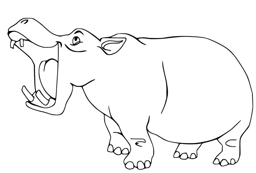 Çocuklar İçin Su-Aygırı-Hippopotam Boyama Sayfaları 