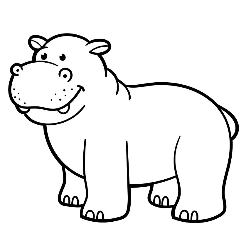 Çocuklar İçin Su-Aygırı-Hippopotam Boyama Sayfaları 