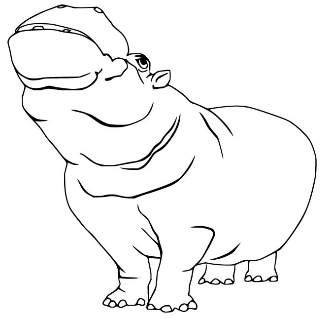 Çocuklar İçin Su-Aygırı-Hippopotam Boyama Sayfaları 