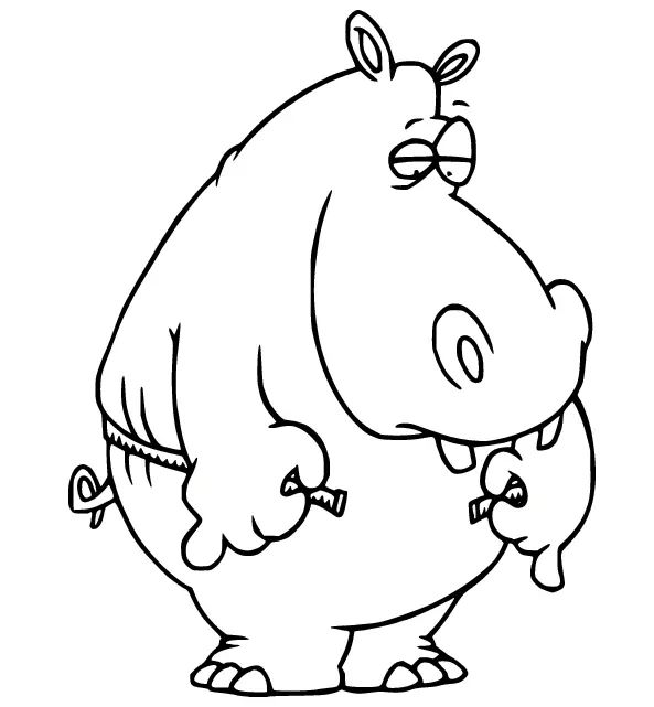 Çocuklar İçin Su-Aygırı-Hippopotam Boyama Sayfaları 