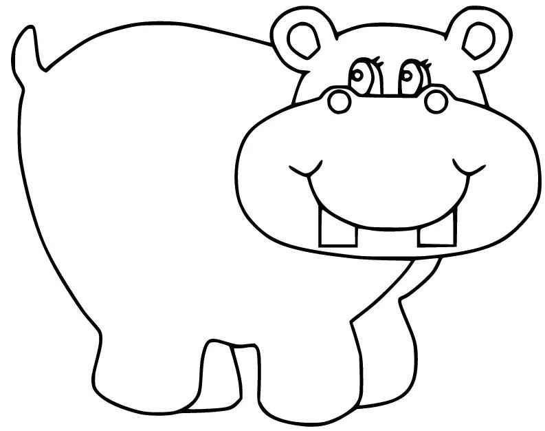 Çocuklar İçin Su-Aygırı-Hippopotam Boyama Sayfaları 