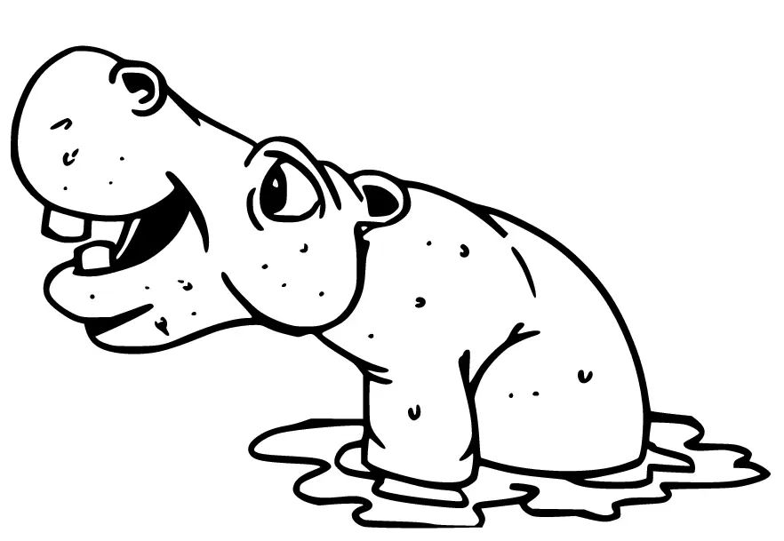 Çocuklar İçin Su-Aygırı-Hippopotam Boyama Sayfaları 