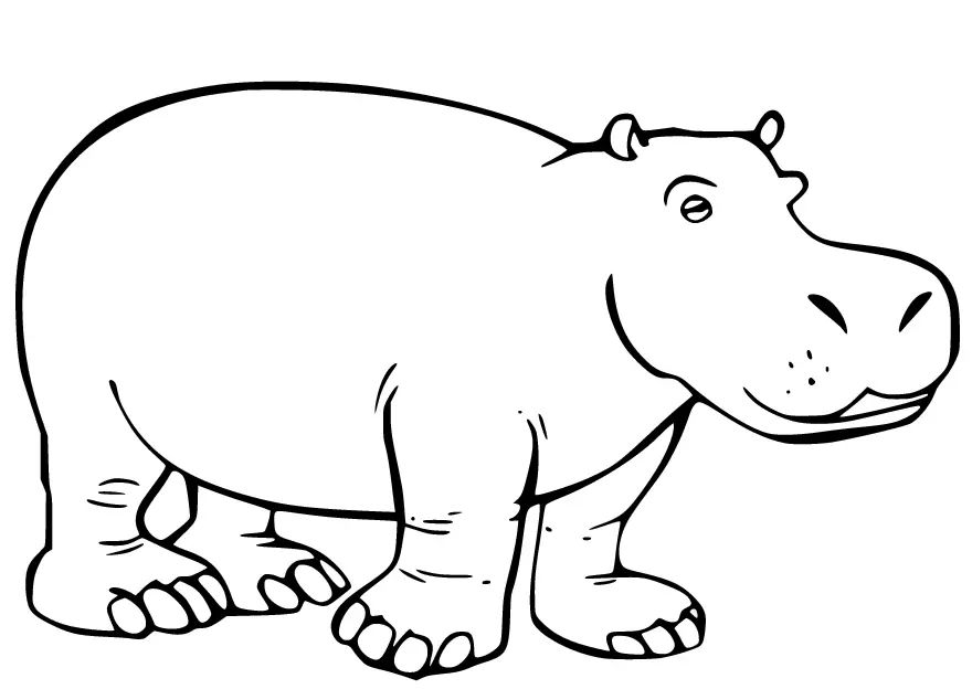 Çocuklar İçin Su-Aygırı-Hippopotam Boyama Sayfaları 
