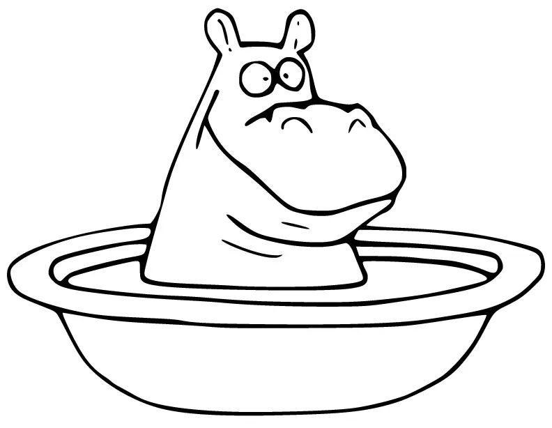 Çocuklar İçin Su-Aygırı-Hippopotam Boyama Sayfaları 