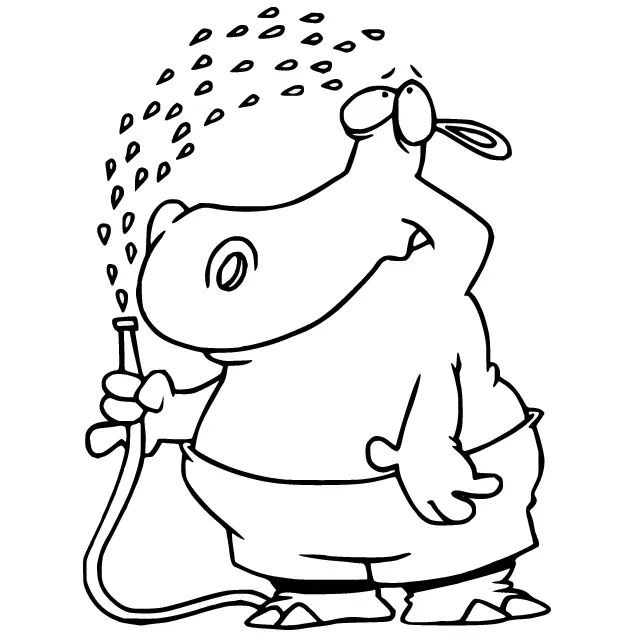 Çocuklar İçin Su-Aygırı-Hippopotam Boyama Sayfaları 