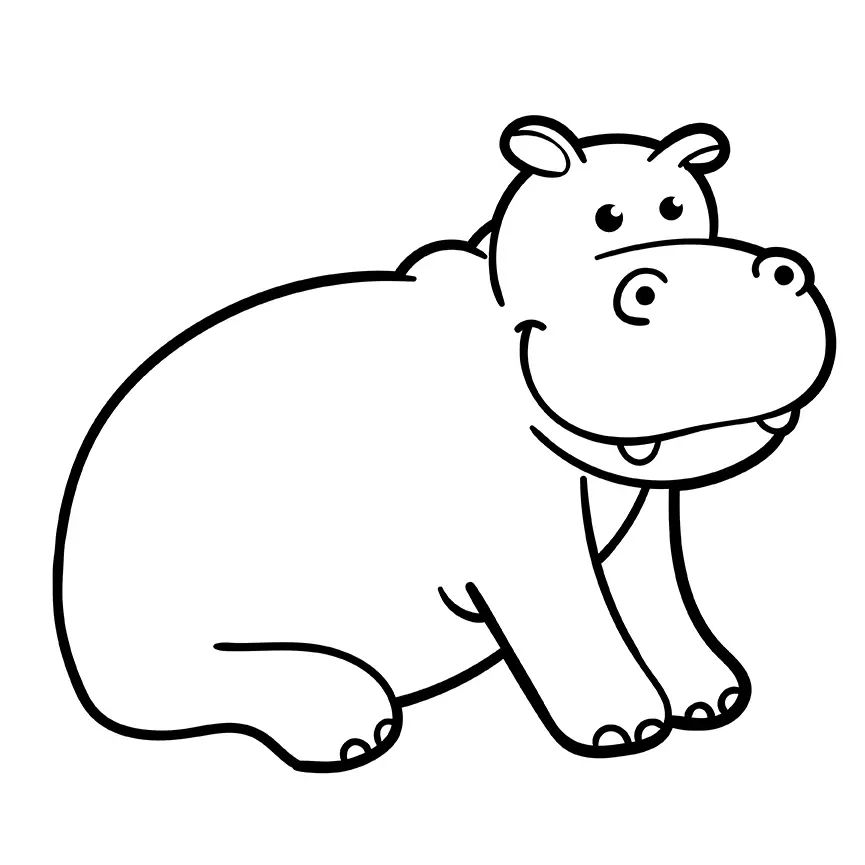 Çocuklar İçin Su-Aygırı-Hippopotam Boyama Sayfaları 