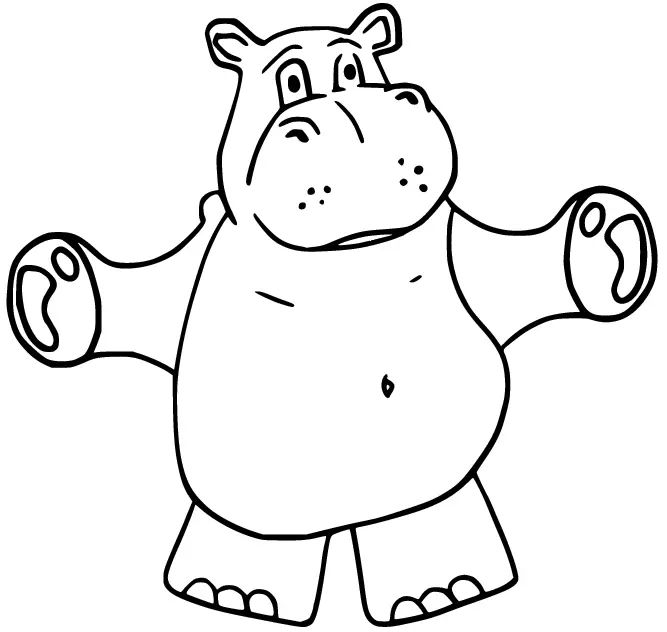 Çocuklar İçin Su-Aygırı-Hippopotam Boyama Sayfaları 
