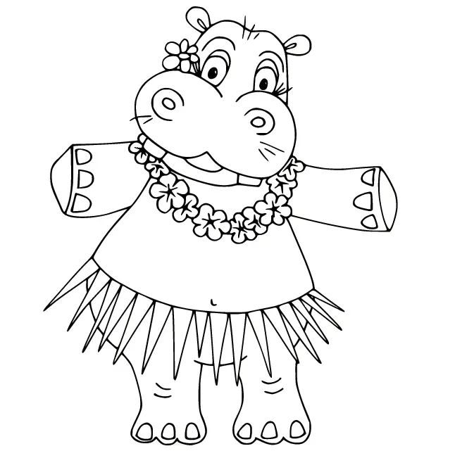 Çocuklar İçin Su-Aygırı-Hippopotam Boyama Sayfaları 
