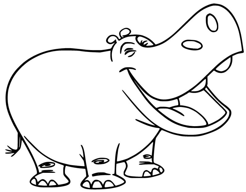 Çocuklar İçin Su-Aygırı-Hippopotam Boyama Sayfaları 