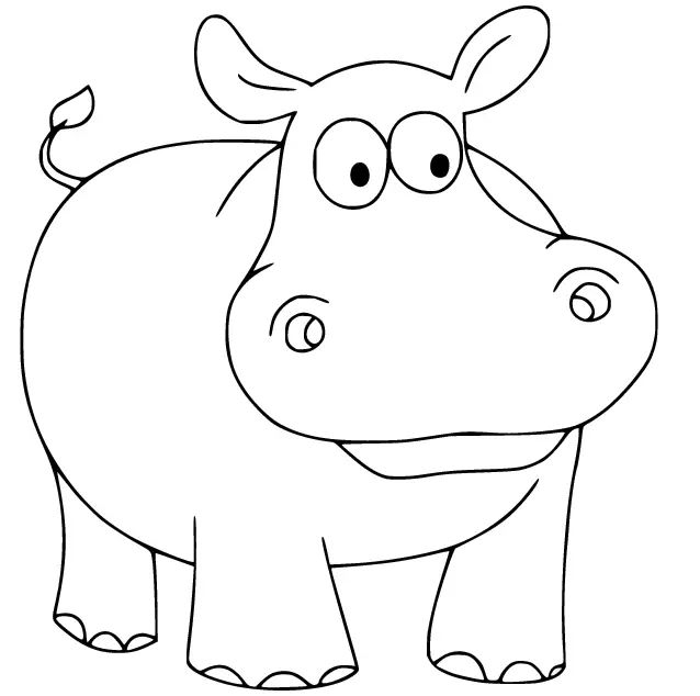 Çocuklar İçin Su-Aygırı-Hippopotam Boyama Sayfaları 