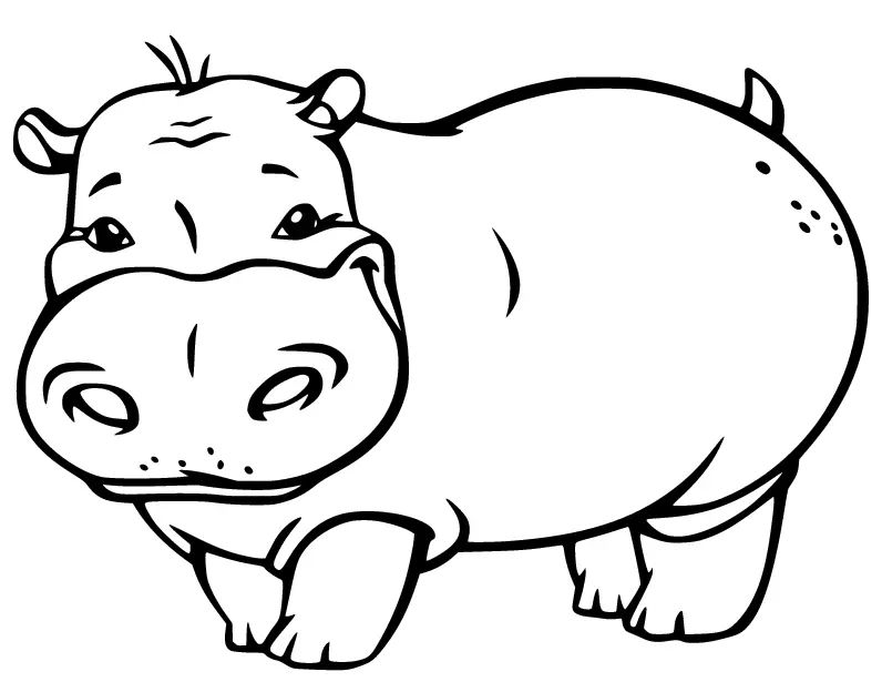 Çocuklar İçin Su-Aygırı-Hippopotam Boyama Sayfaları 