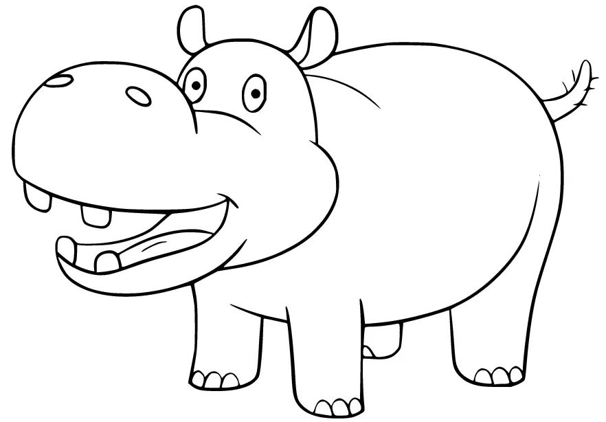 Çocuklar İçin Su-Aygırı-Hippopotam Boyama Sayfaları 