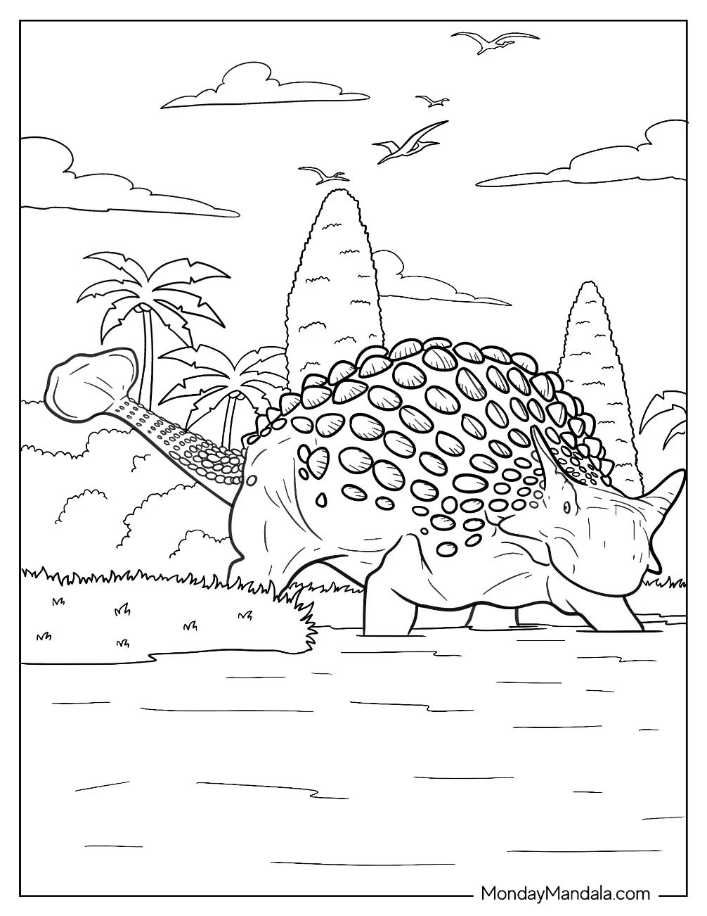Çocuklar İçin Ankylosaurus Boyama Sayfaları 