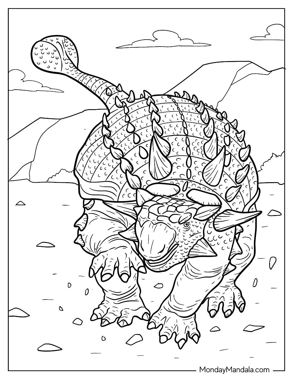 Çocuklar İçin Ankylosaurus Boyama Sayfaları 