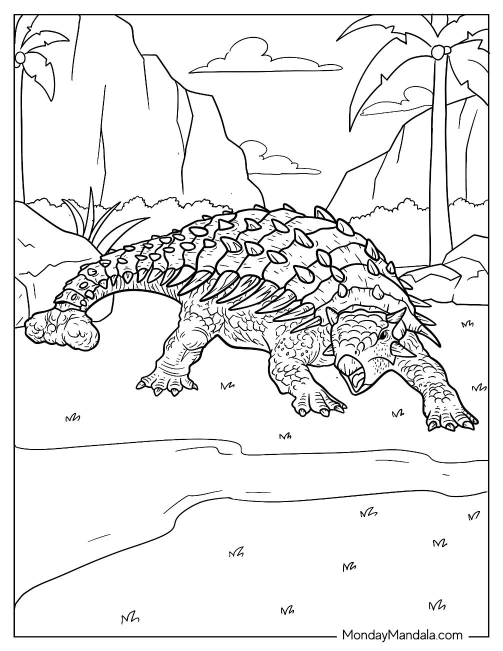 Çocuklar İçin Ankylosaurus Boyama Sayfaları 