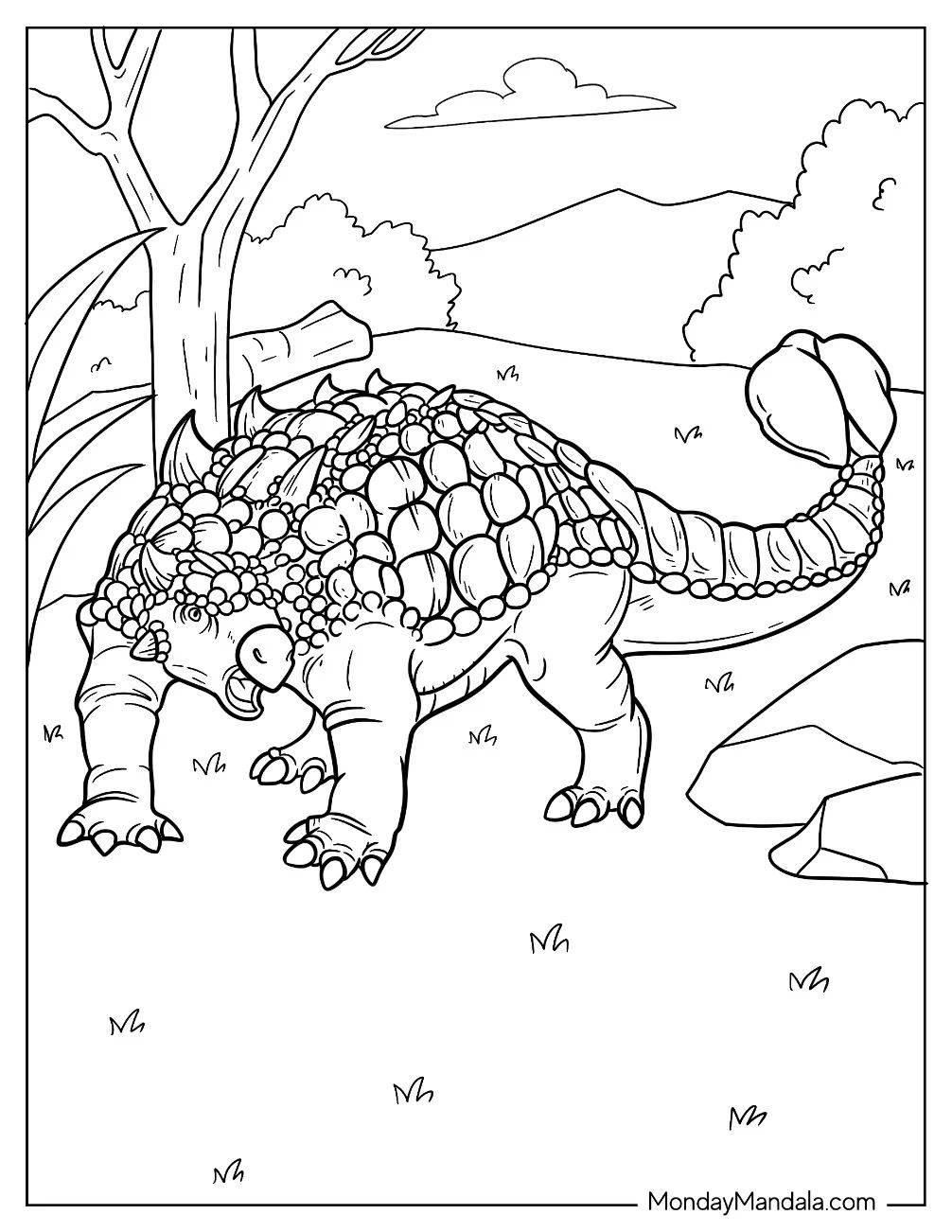 Çocuklar İçin Ankylosaurus Boyama Sayfaları 
