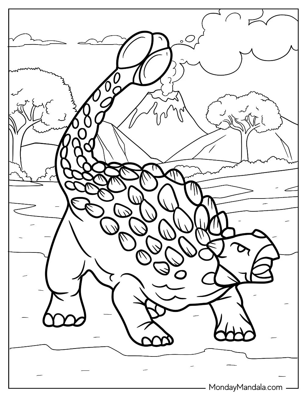Çocuklar İçin Ankylosaurus Boyama Sayfaları 