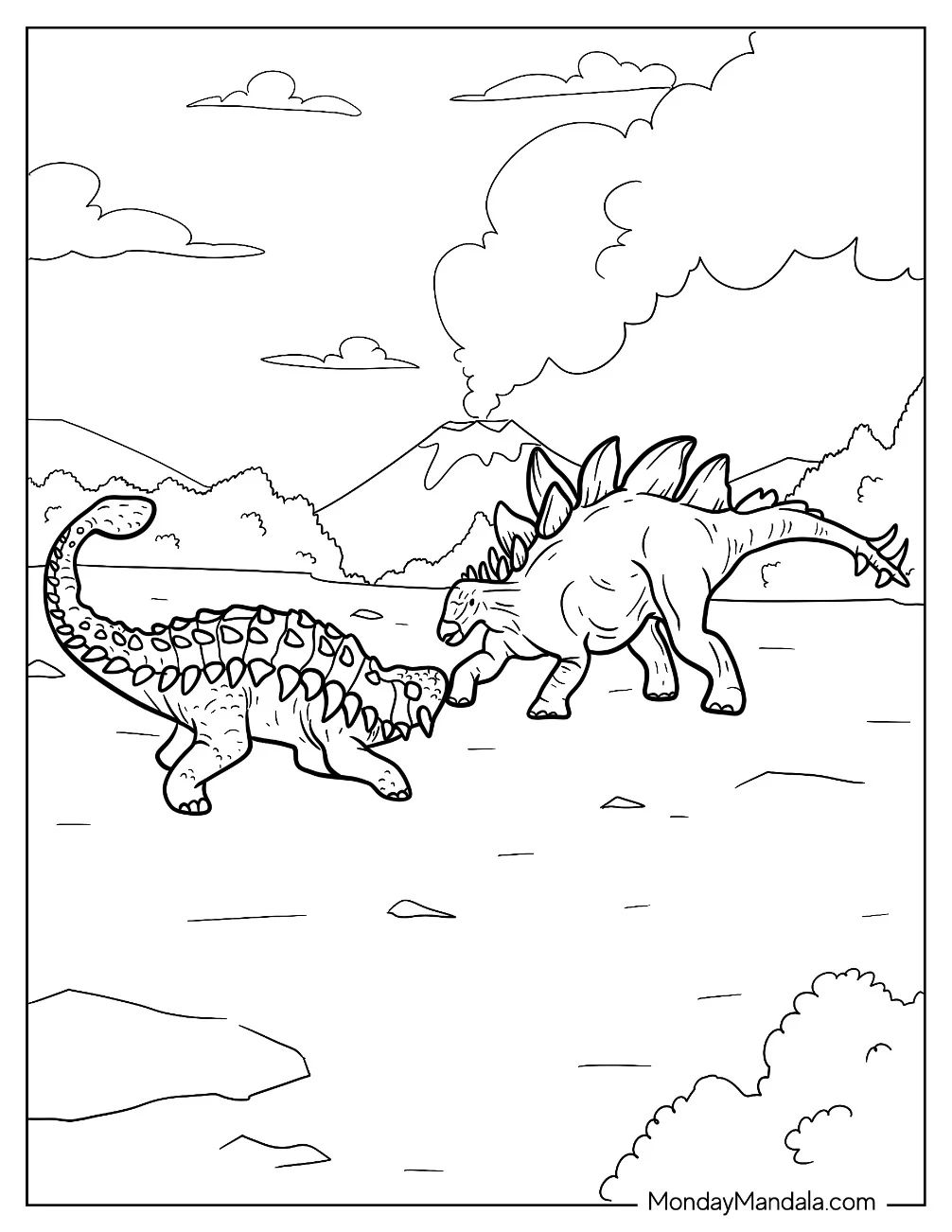 Çocuklar İçin Ankylosaurus Boyama Sayfaları 