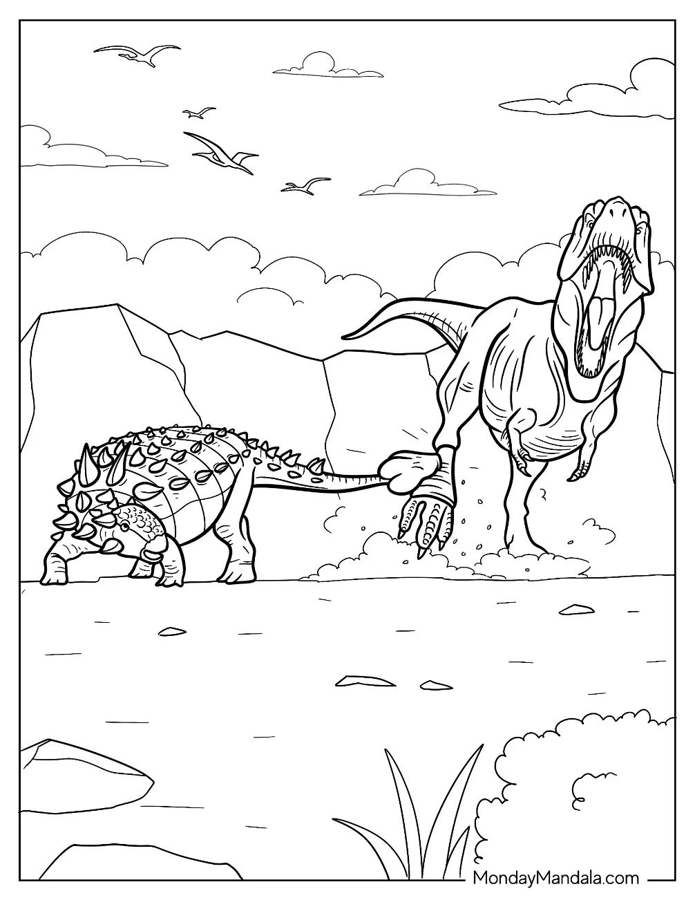 Çocuklar İçin Ankylosaurus Boyama Sayfaları 