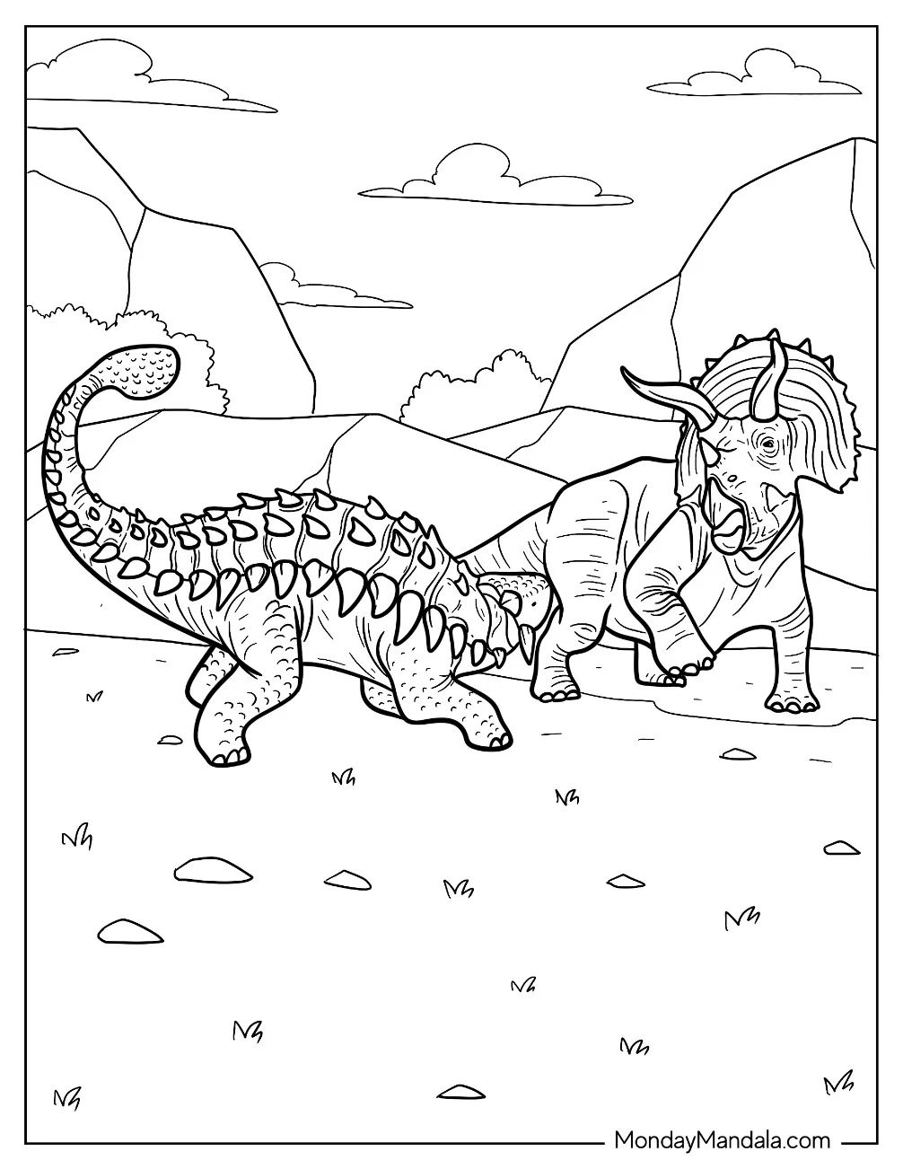 Çocuklar İçin Ankylosaurus Boyama Sayfaları 