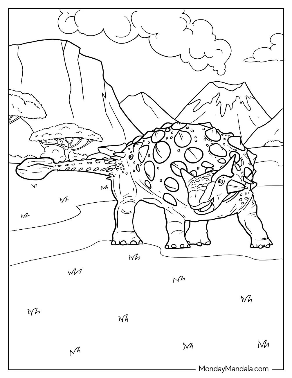 Çocuklar İçin Ankylosaurus Boyama Sayfaları 