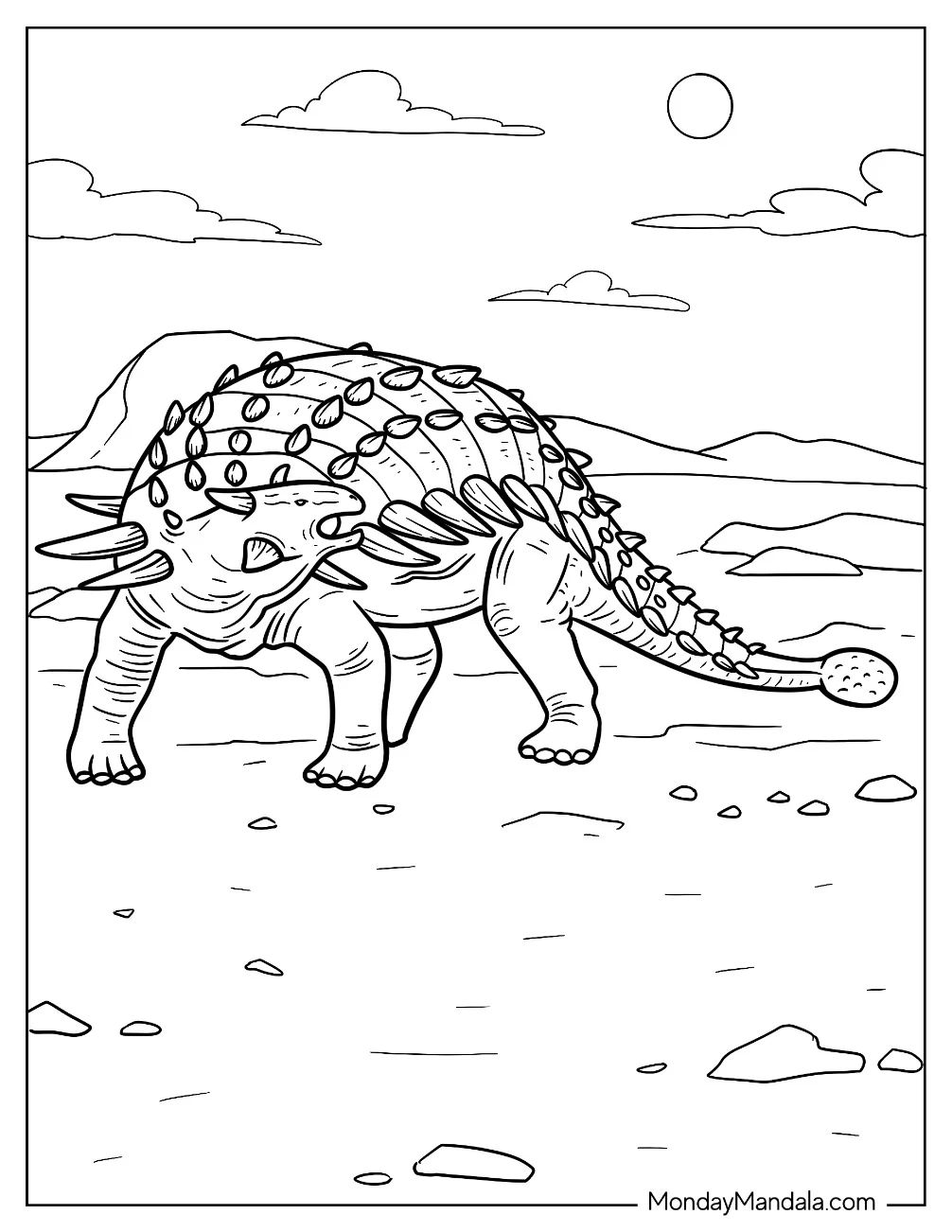 Çocuklar İçin Ankylosaurus Boyama Sayfaları 