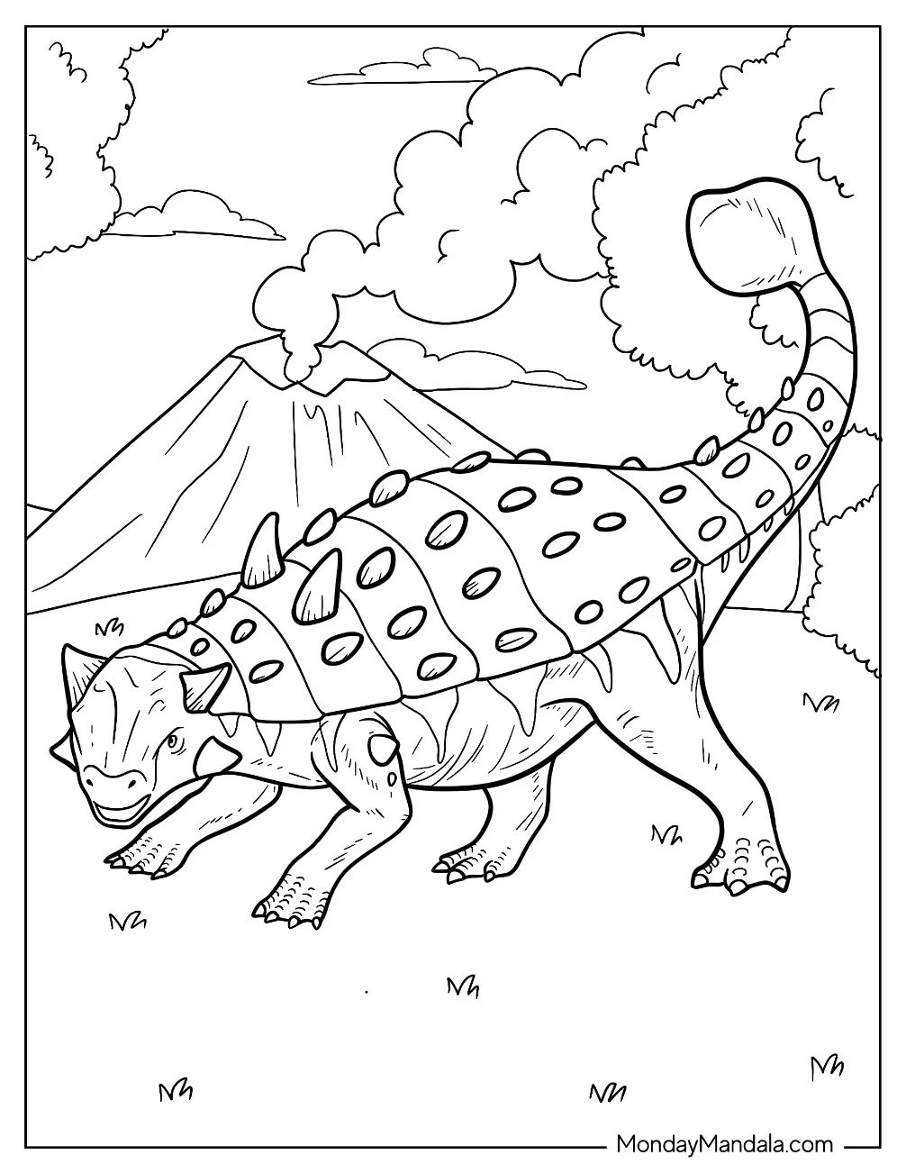 Çocuklar İçin Ankylosaurus Boyama Sayfaları 