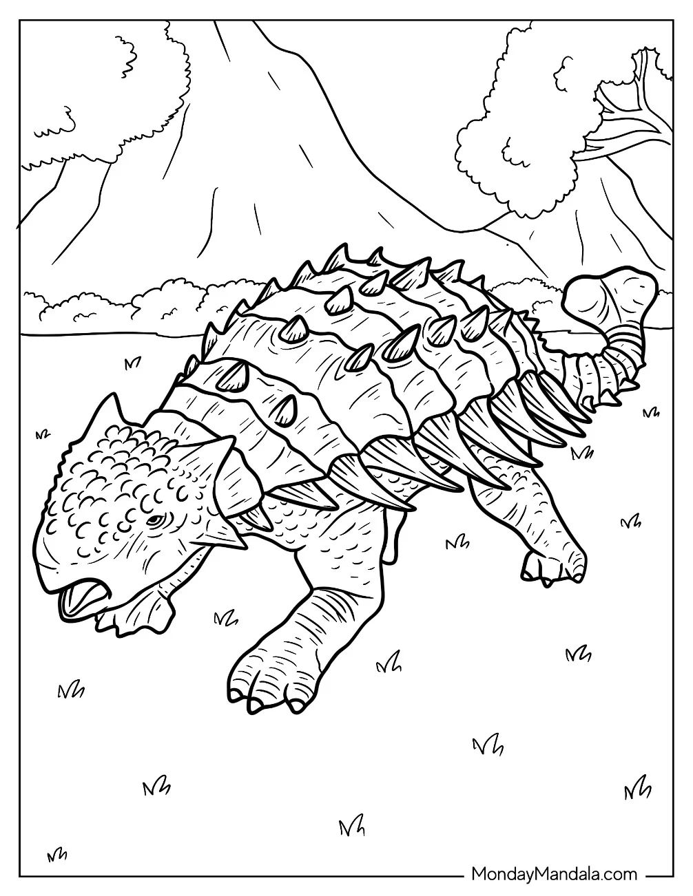 Çocuklar İçin Ankylosaurus Boyama Sayfaları 